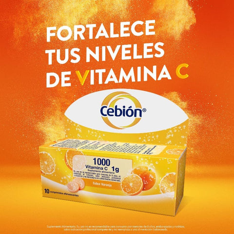 Vitamina C  Cebión  1g sabor Naranja x 10 Comprimidos Efervescentes