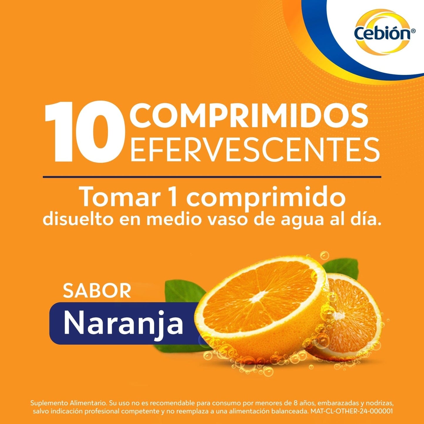 Vitamina C Cebión 1g sabor Naranja x 10 Comprimidos Efervescentes p&g 