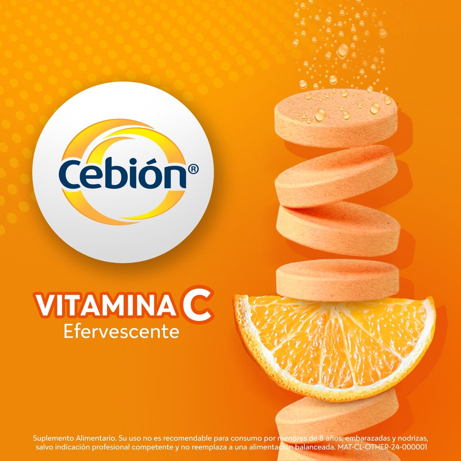 Vitamina C Cebión 1g sabor Naranja x 10 Comprimidos Efervescentes p&g 