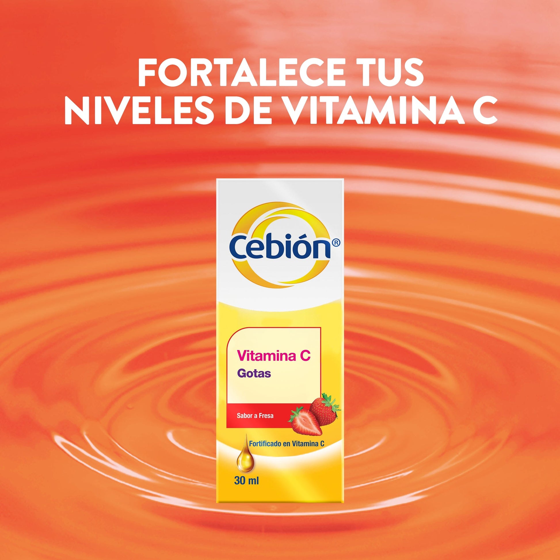 Vitamina C Cebión Gotas, sabor a Fresa x 30 ml Farmex-Fonasa-Persistente 