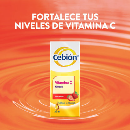 Vitamina C Cebión Gotas, sabor a Fresa x 30 ml Farmex-Fonasa-Persistente 