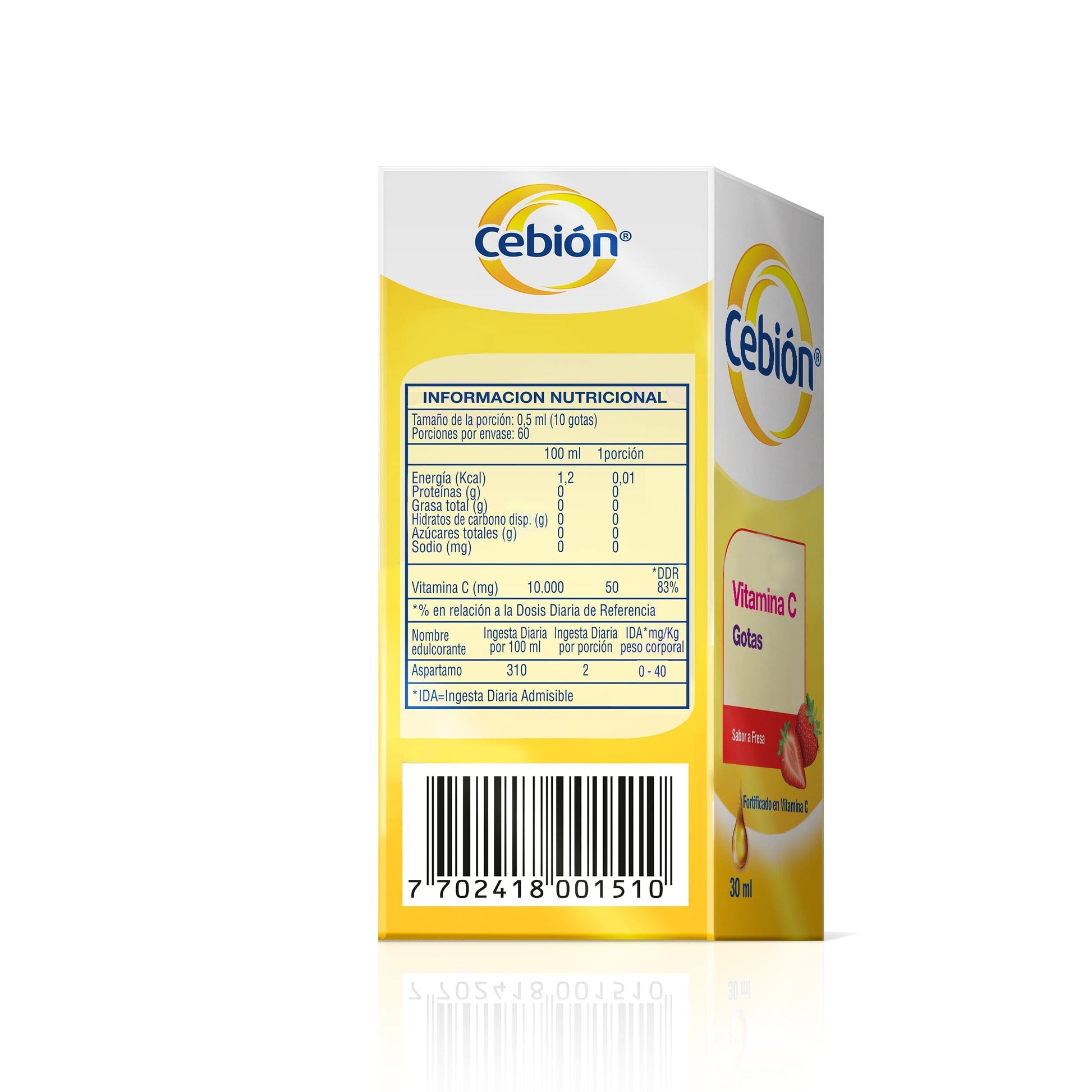 Vitamina C Cebión Gotas, sabor a Fresa x 30 ml Farmex-Pluxee-Persistente 