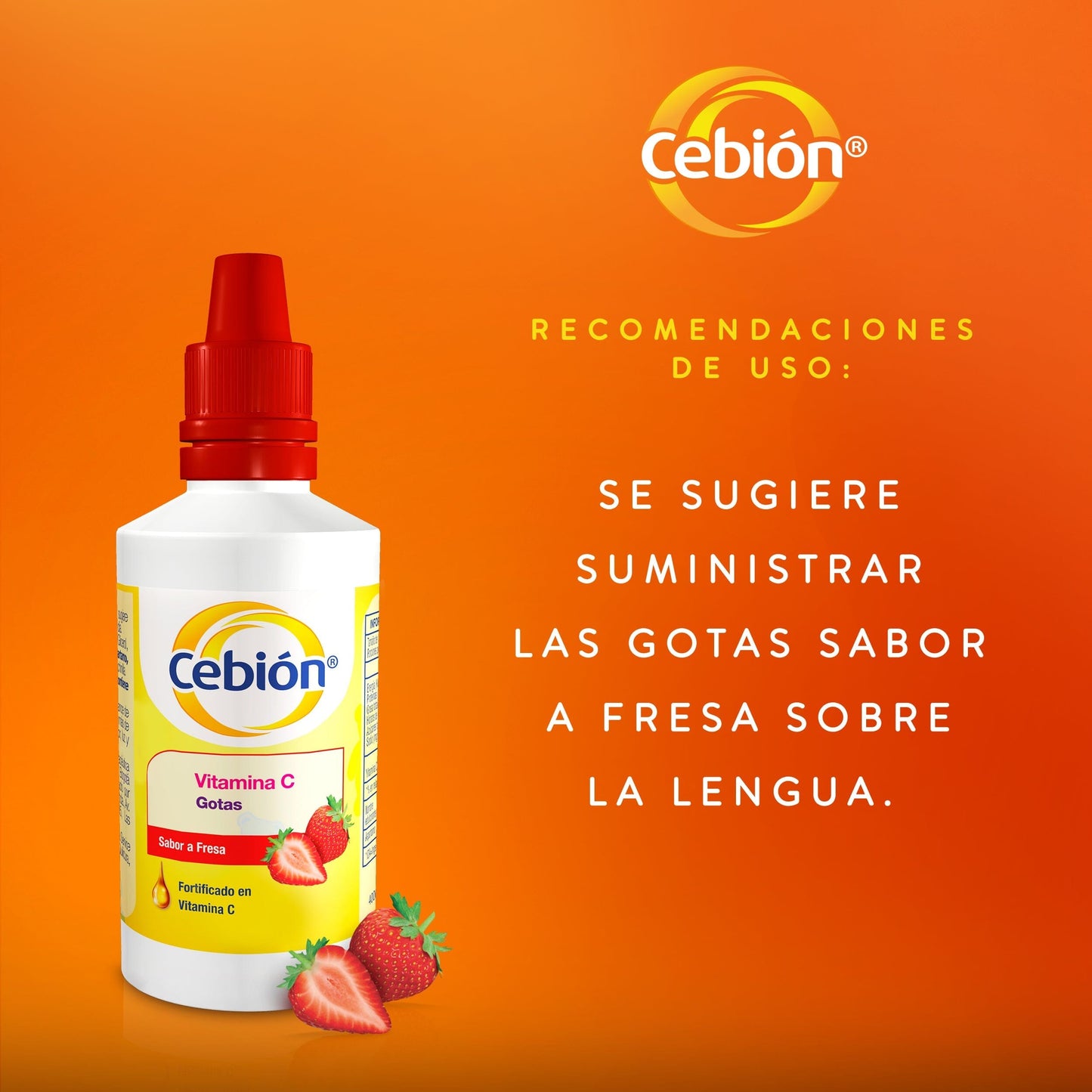 Vitamina C Cebión Gotas, sabor a Fresa x 30 ml Farmex-Pluxee-Persistente 
