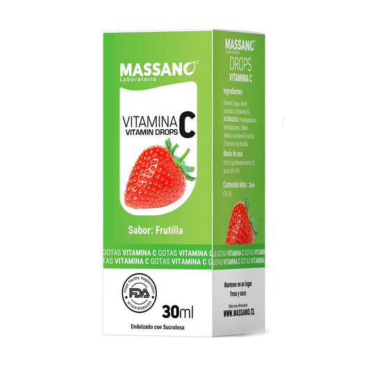 Vitamina C "Gotas" Sabor Frutilla x 30 ml Massano 