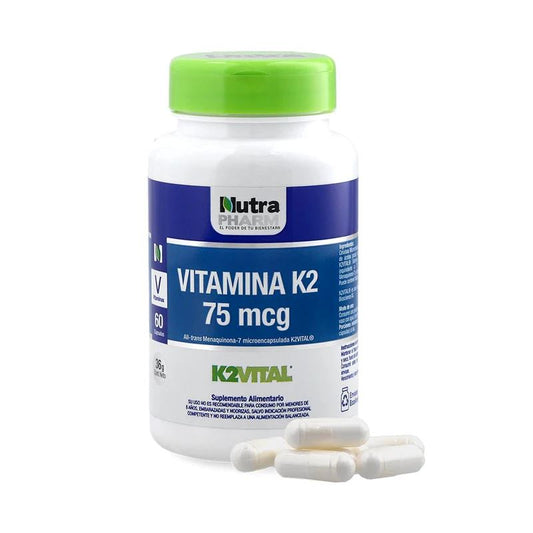 Vitamina K2 75 mcg x 60 Cápsulas Nutra Pharm 