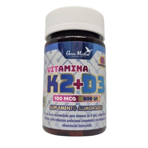 Vitamina K2+D3 100 mcg 800 UI x 60 Cápsulas.
