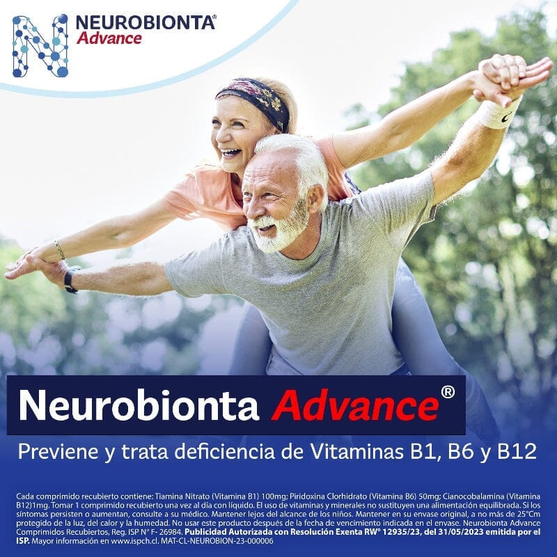 Vitaminas del Complejo B Neurobionta Advance 15 Tabletas Farmex-Fonasa-Persistente 