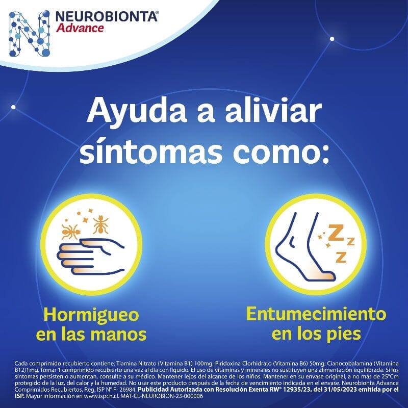 Vitaminas del Complejo B Neurobionta Advance 15 Tabletas Farmex-Fonasa-Persistente 