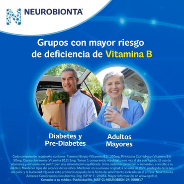 Vitaminas del Complejo B Neurobionta Advance 30 Tabletas Farmex-Pluxee-Persistente 
