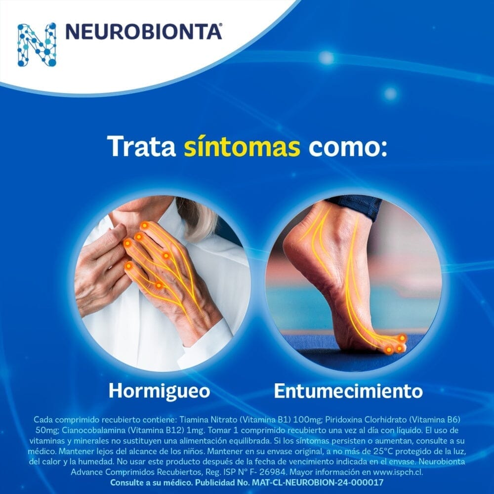 Vitaminas del Complejo B Neurobionta Advance 60 Tabletas Farmex-Pluxee-Persistente 