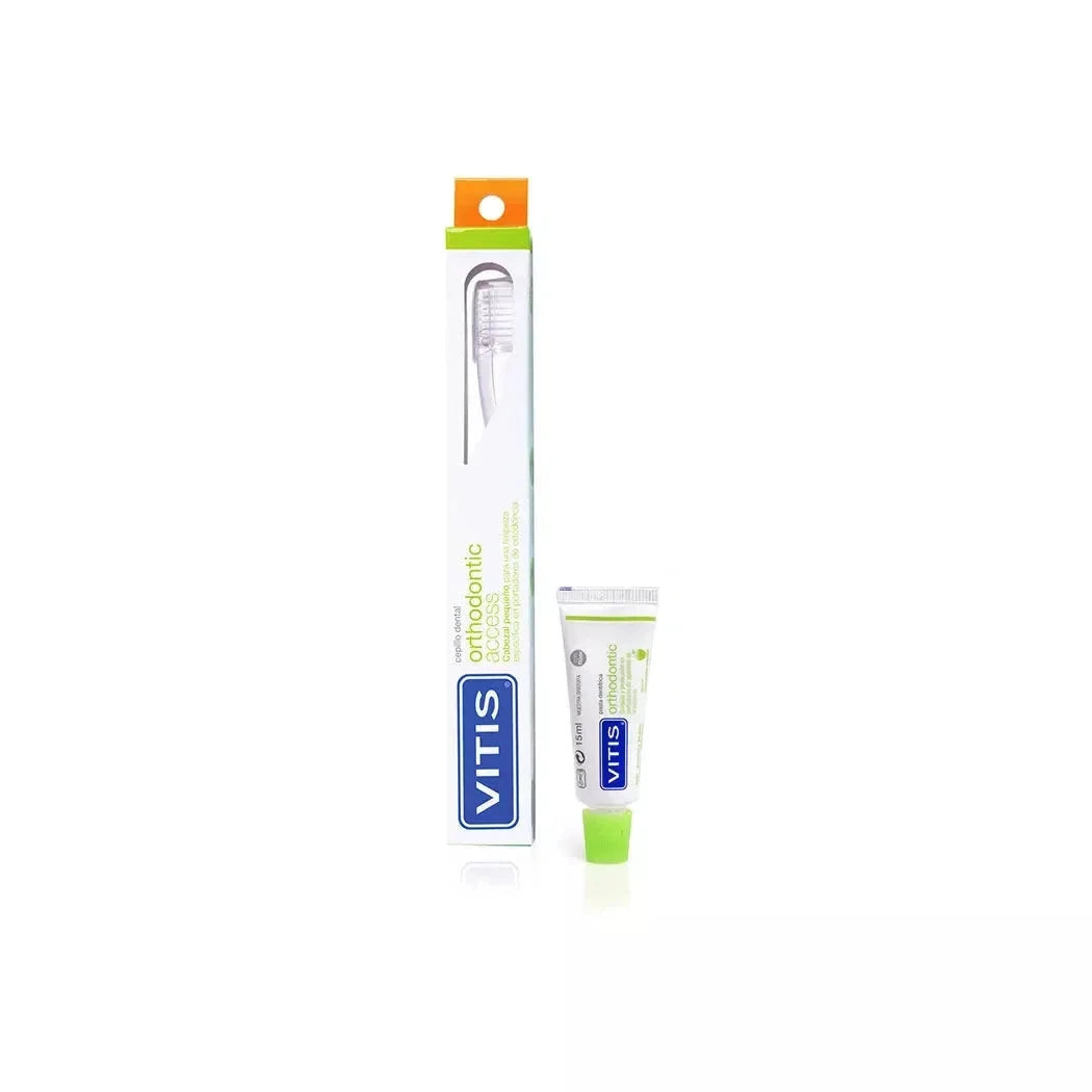 Vitis Cepillo Dental Individual "Orthodontic Access" + Pasta dental "Orthodontic" x 15 mL. Farmex-Fonasa 