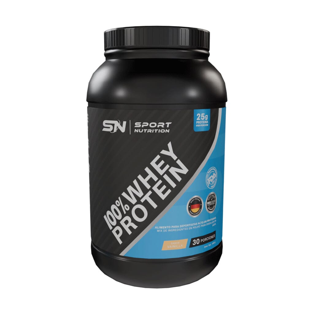Whey Protein polvo 30 porciones 1.080 g sabor vainilla.