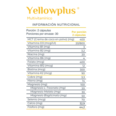 Yellowplus Multivitamínico x 60 cápsulas NERTHUS 
