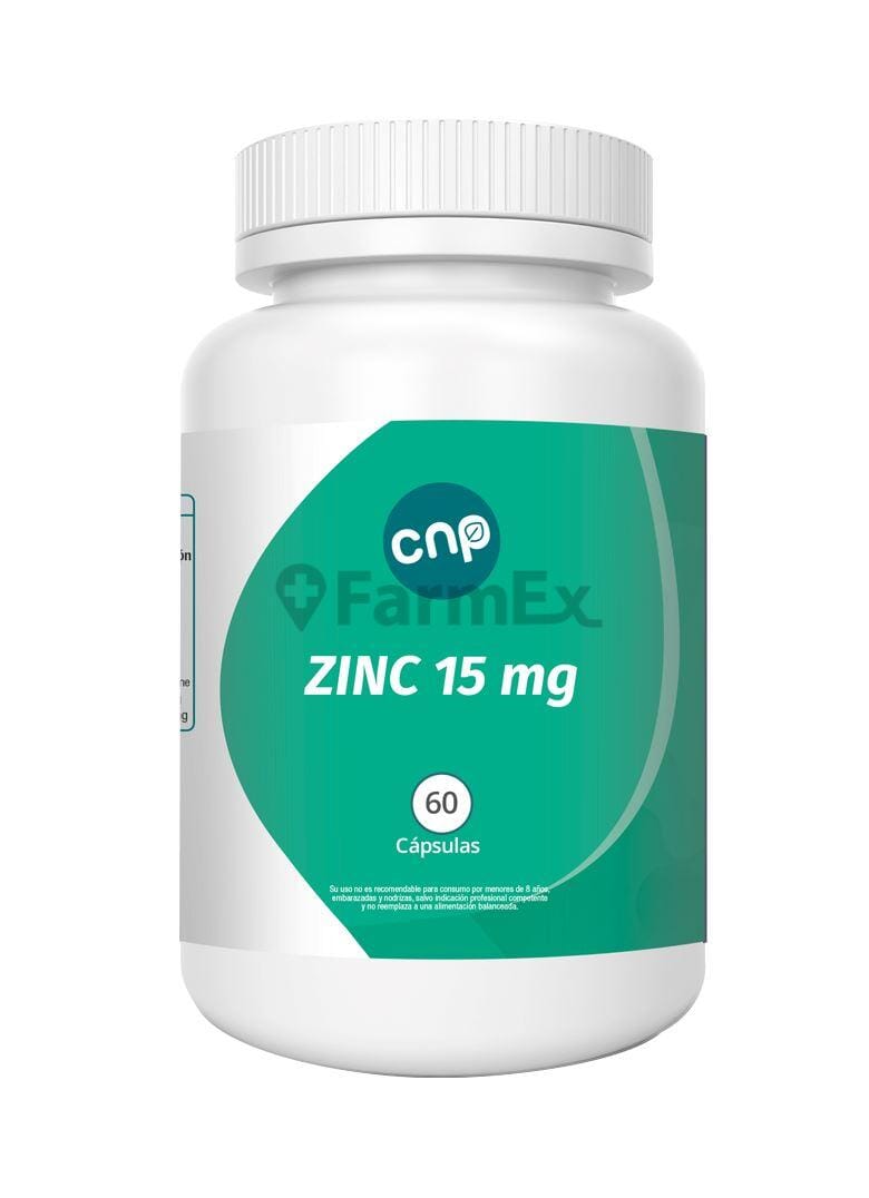 Zinc 15 mg x 60 cápsulas Farmex-Fonasa-Persistente 