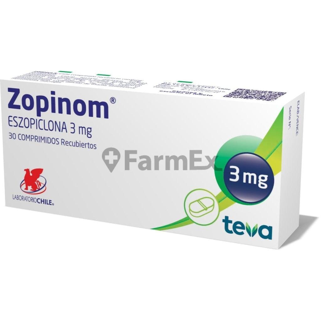 Zopinom 3 mg x 30 comprimidos. Farmex-Yapp-Seguro-Guia 
