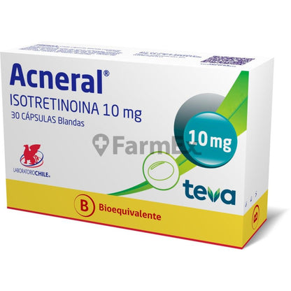 Acneral 10 mg x 30 "Cápsulas Blandas" "Ley Cenabast" LAB. CHILE 