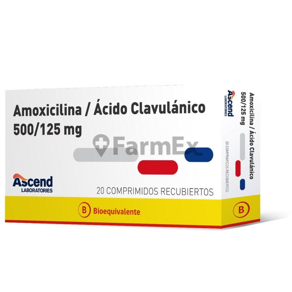 Amoxicilina + Ac. Clavulanico 500 / 125 mg x 20 comp "Ley Cenabast" ASCEND 
