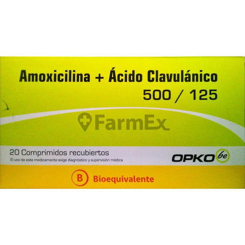 Amoxicilina + Ácido Clavulánico 500 mg / 125 mg x 20 comprimidos