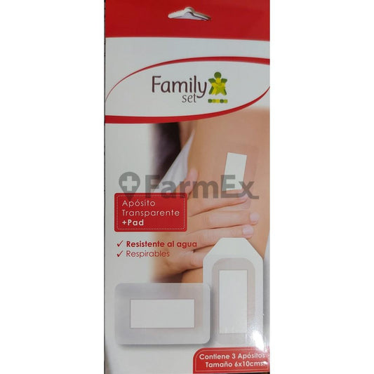 Apósito Transparente "Tamaño 6 x 10 cm" x 3 unidades Family Set 
