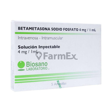 Betametasona Solución Inyectable 4 mg / 5 mL x 5 Ampollas