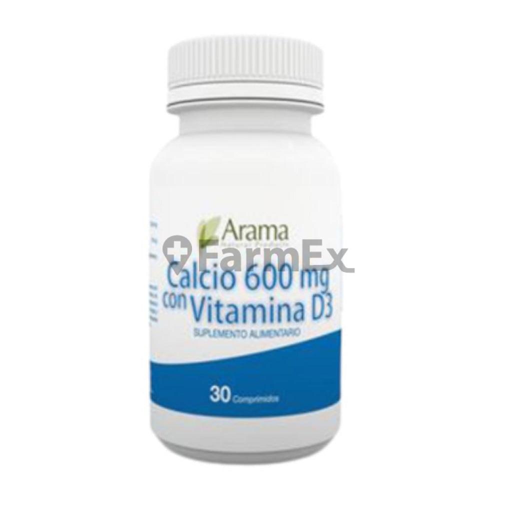 Calcio 600 mg. + Vitamina D x 30 comprimidos ARAMA 
