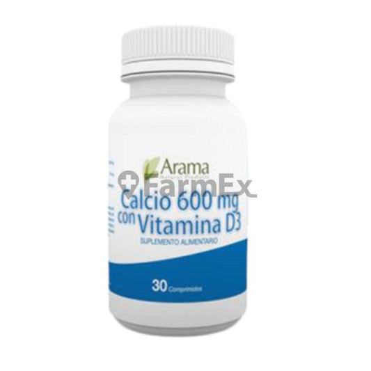 Calcio 600 mg. + Vitamina D x 30 comprimidos ARAMA 
