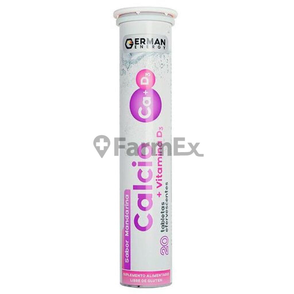 Calcio + Vitamina D3 "Sabor mandarina" x 20 Tabletas efervescentes German Energy 