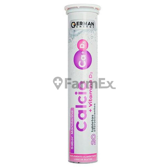 Calcio + Vitamina D3 "Sabor mandarina" x 20 Tabletas efervescentes German Energy 