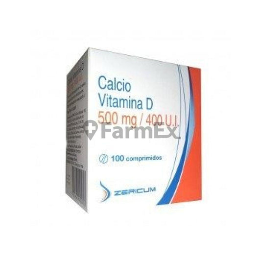 Calcio y Vitamina D 500 mg / U.I. x 100 comprimidos "Ley Cenabast" Zericum 