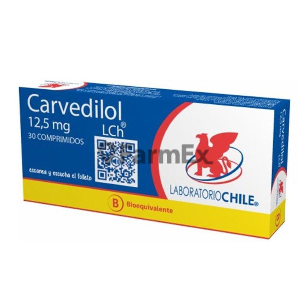 Carvedilol 12.5 mg x 30 comprimidos LABORATORIO CHILE 