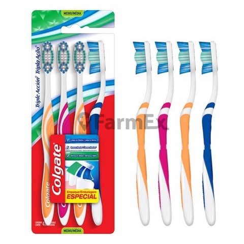 Cepillo Dental Adulto "Medio" Triple Accion x 4 unidades