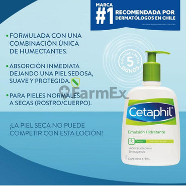Cetaphil Emulsión Hidratante Cara y Cuerpo "Piel Sensible y Seca" x 473 ml GALDERMA 