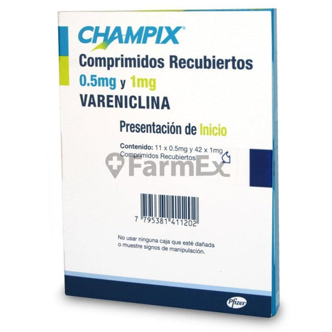 Champix 0,5 / 1 mg x 11 x 0,5 mg y 42 x 1 mg comprimidos