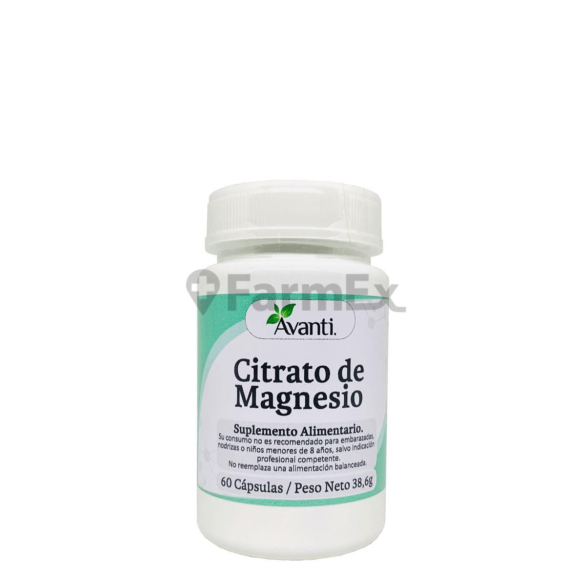 Citrato de Magnesio x 60 cápsulas Avanti 