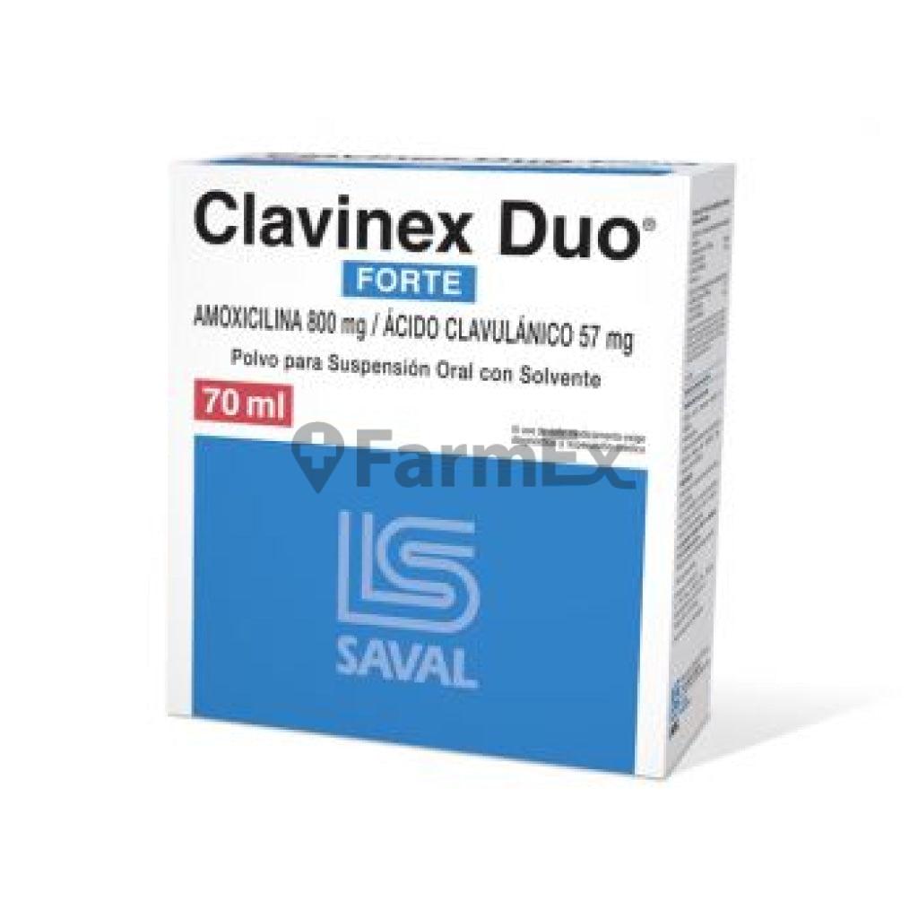 Clavinex Duo Forte Suspensión Oral 800 mg / 57 mg x 70 mL