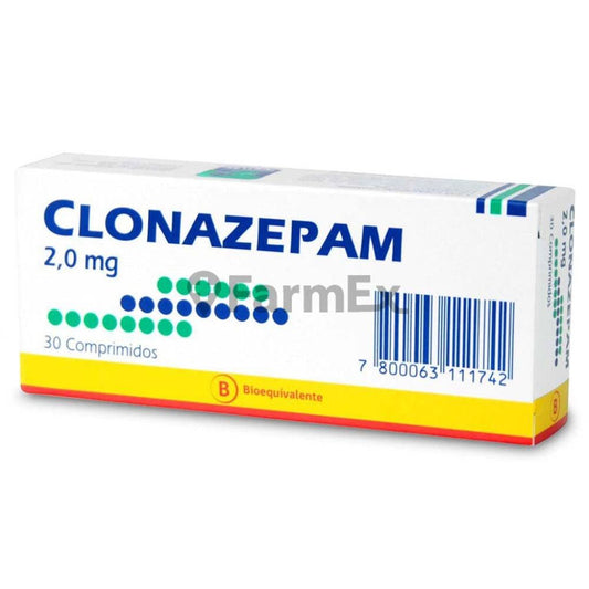 Clonazepam 2.0 mg x 30 comprimidos (Venta solo en Sucursal) MINTLAB 