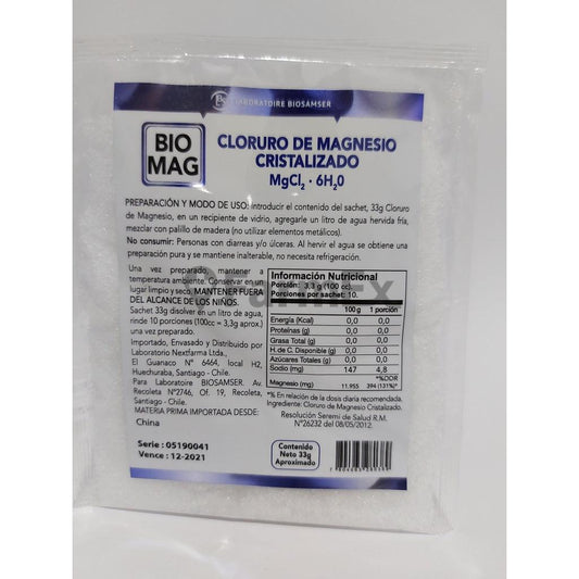 Cloruro de Magnesio Cristalizado x Sobre 33 g Biosamser 