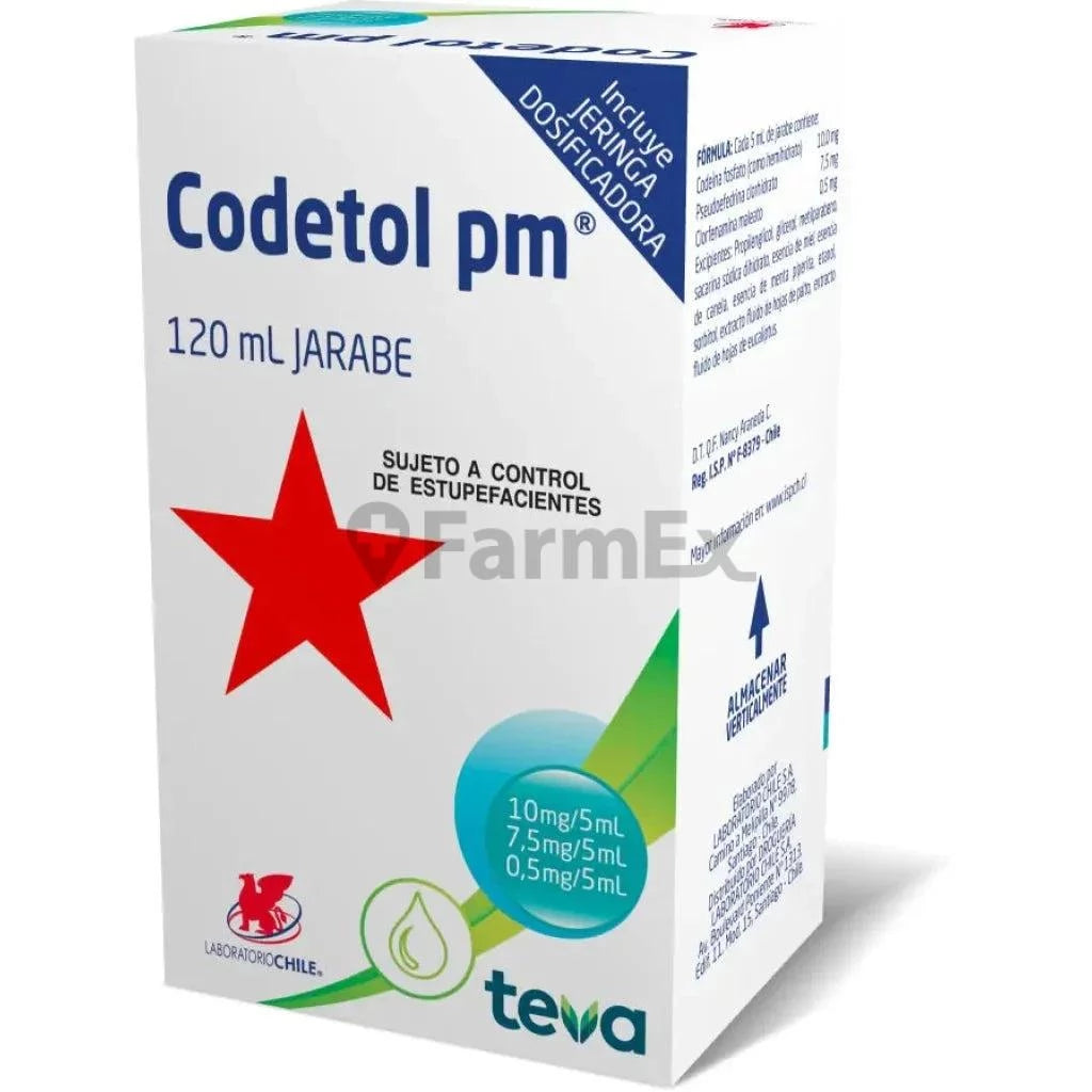 Codetol PM 10 mg - 7,5 mg - 0,5 mg / 5 mL x 120 mL LABORATORIO CHILE 