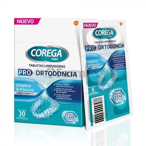 Corega Tabletas Limpiadoras "Pro Ortodoncia" x 30 Tabletas Efervescentes