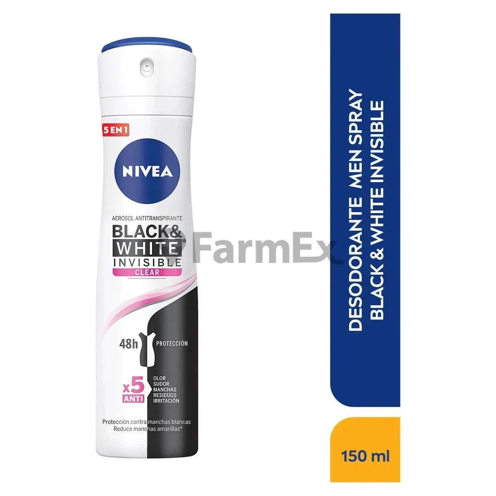 Desodorante Nivea "Black & White" Invisible Clear 48 h x 150 ml BEIERSDORF 
