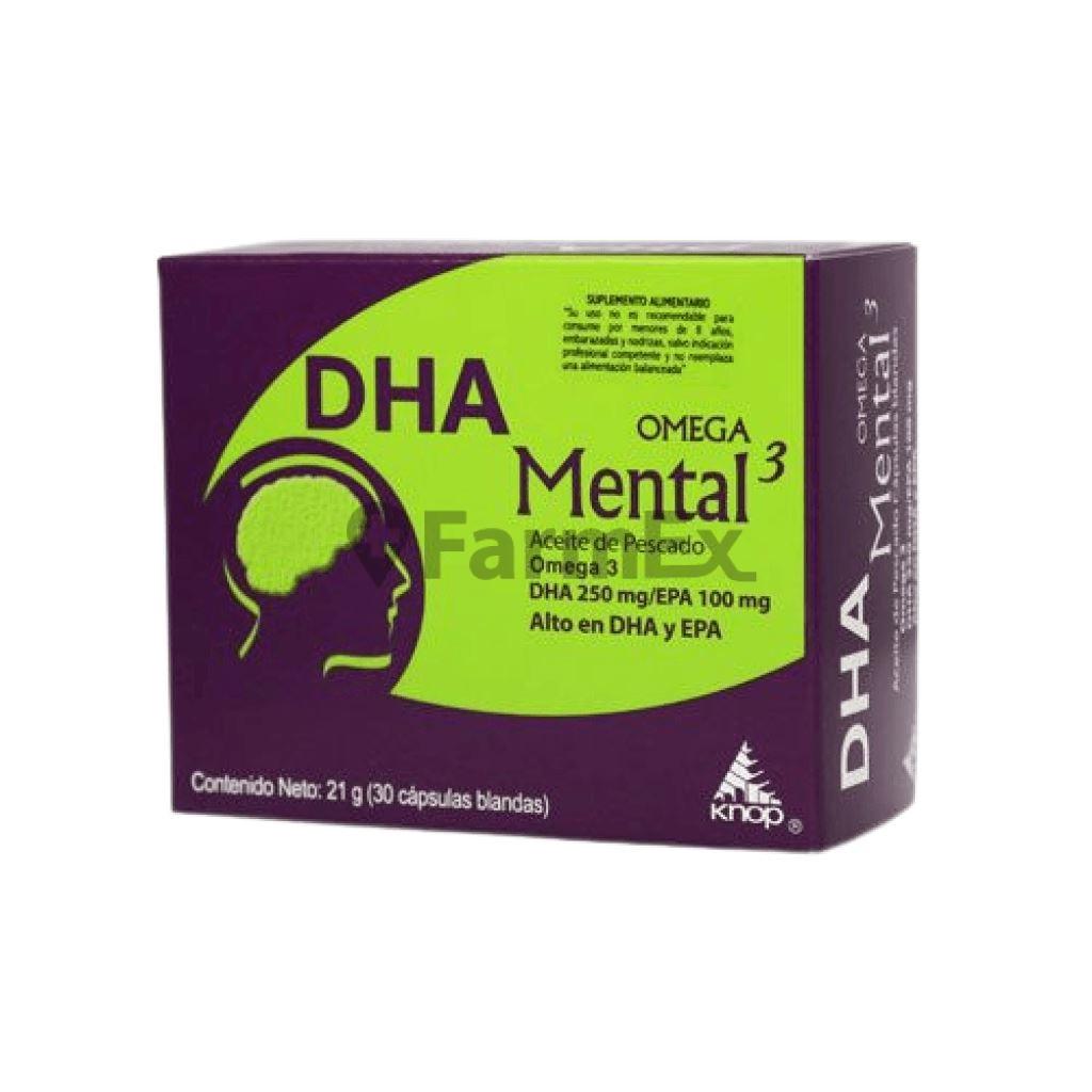 DHA Mental Omega 3 250 mg / 100 mg x 30 cápsulas LAB. KNOP 