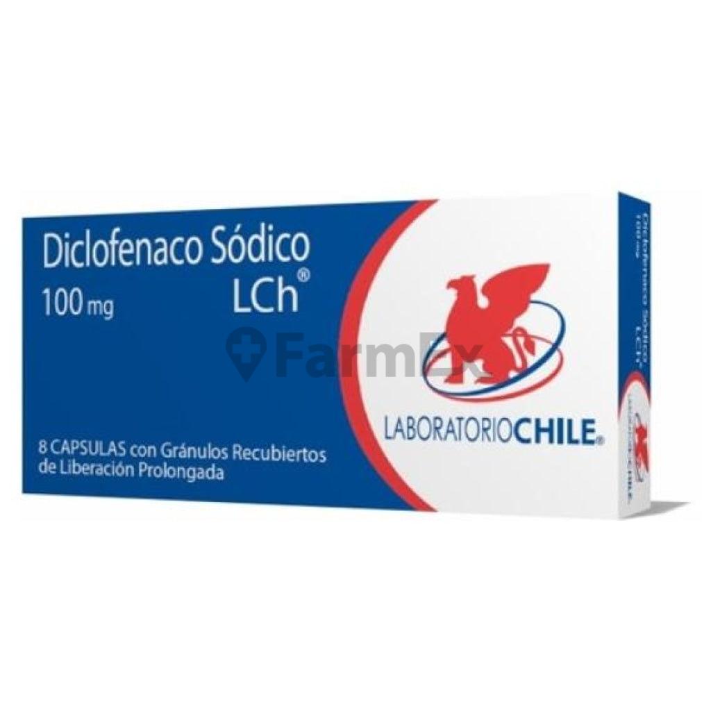 Diclofenaco Retard 100 mg. x 8 Capsulas Chile 