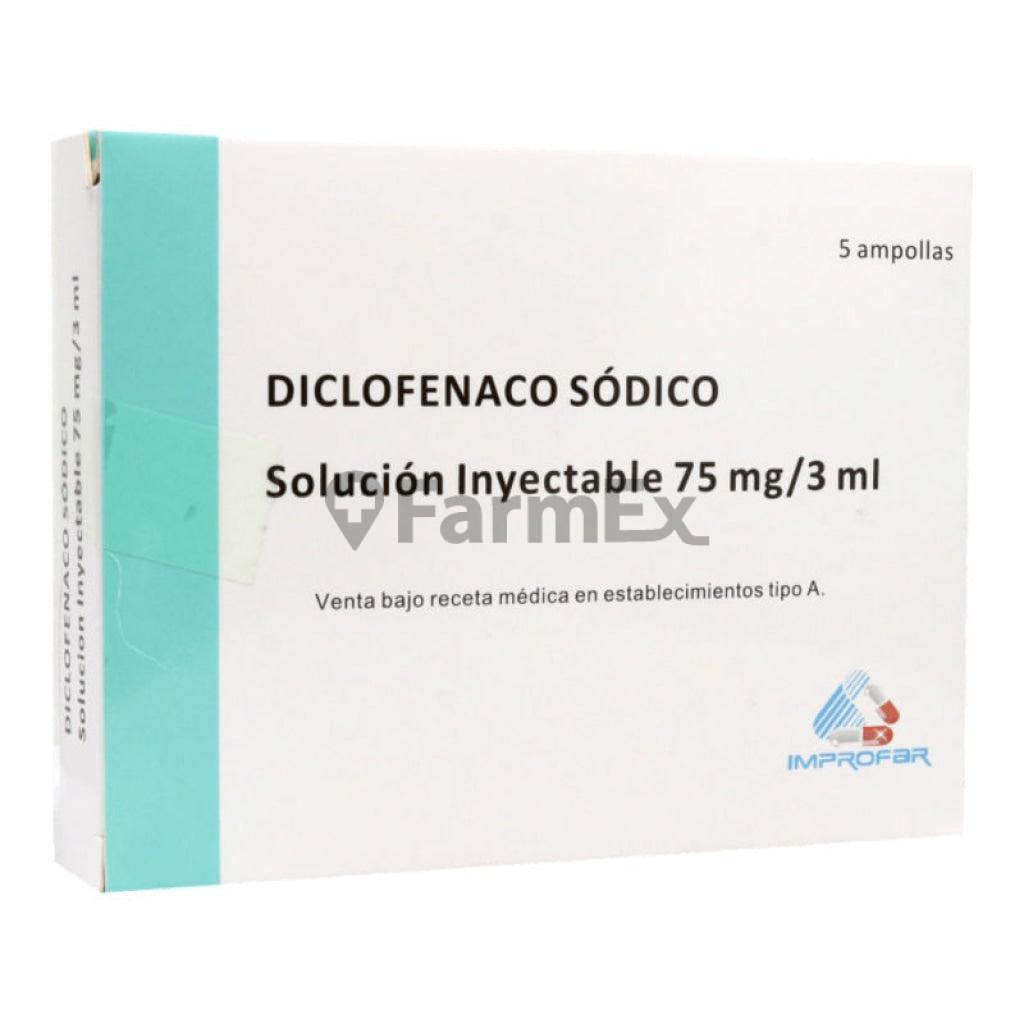 Diclofenaco Sodico 75 mg / 3 ml x 5 amp IMPROFAR 