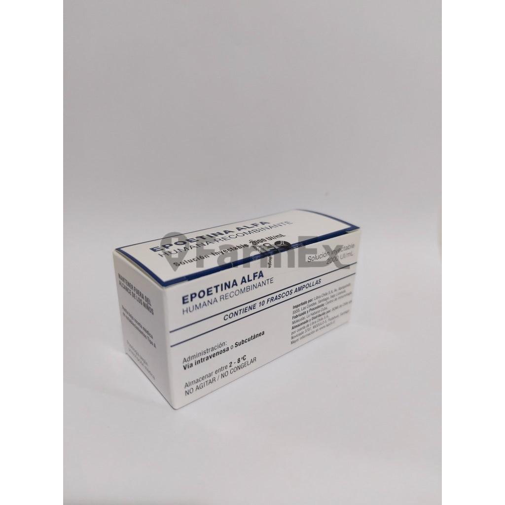 Epoetina Alfa Humana Recombinable Sol. Iny. 2000 U.I / ml x 10 frascos ampollas "LEY CENABAST" Libra Chile 