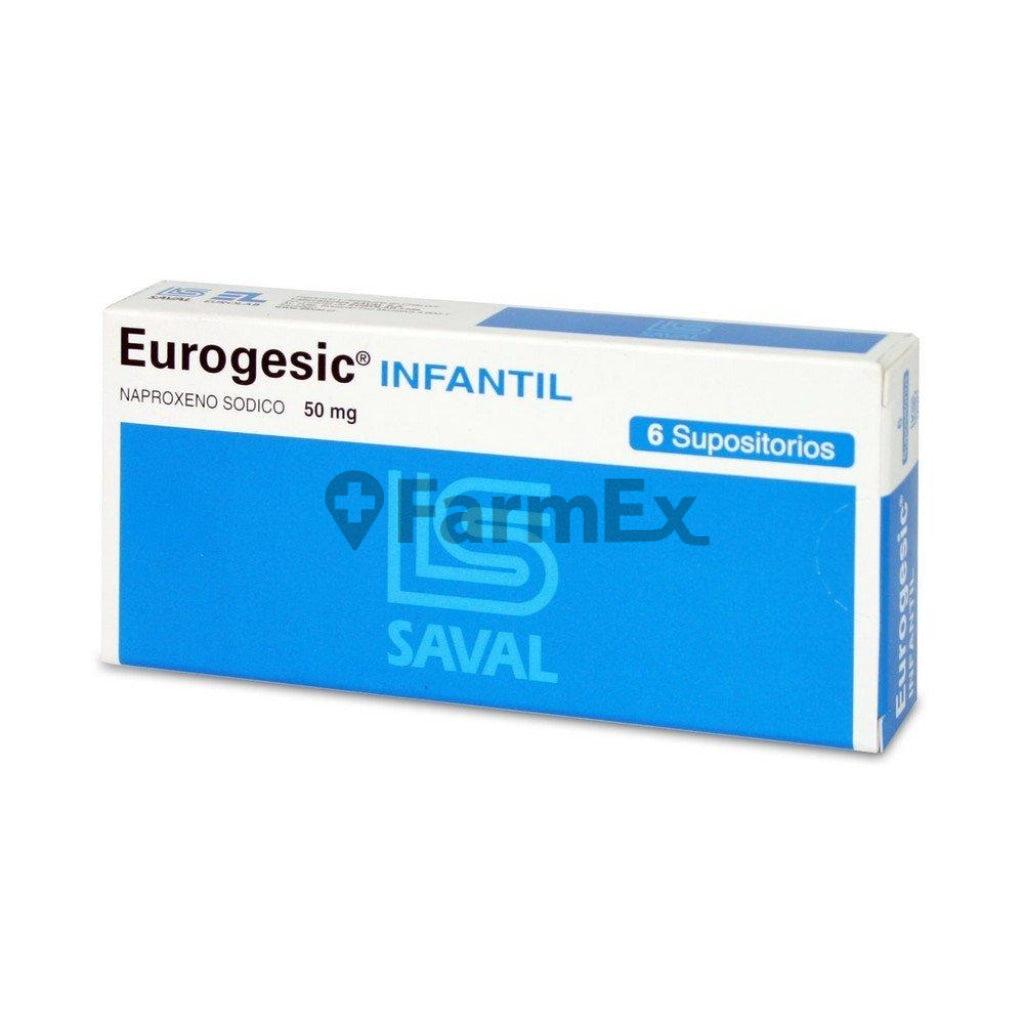 Eurogesic Supositorio Pediatrico 50 mg x 6 supositorios LAB. SAVAL 