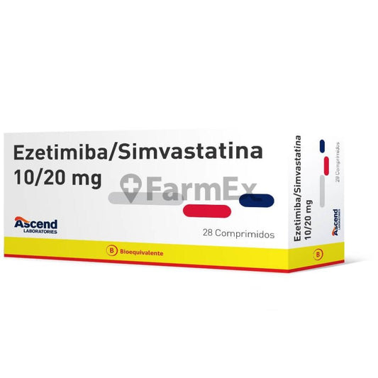 Ezetimiba + Simvastatina 10 / 20 mg x 28 comprimidos ASCEND 