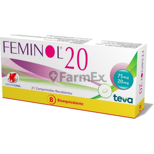 Feminol 20 x 21 Comprimidos Recubiertos Teva 