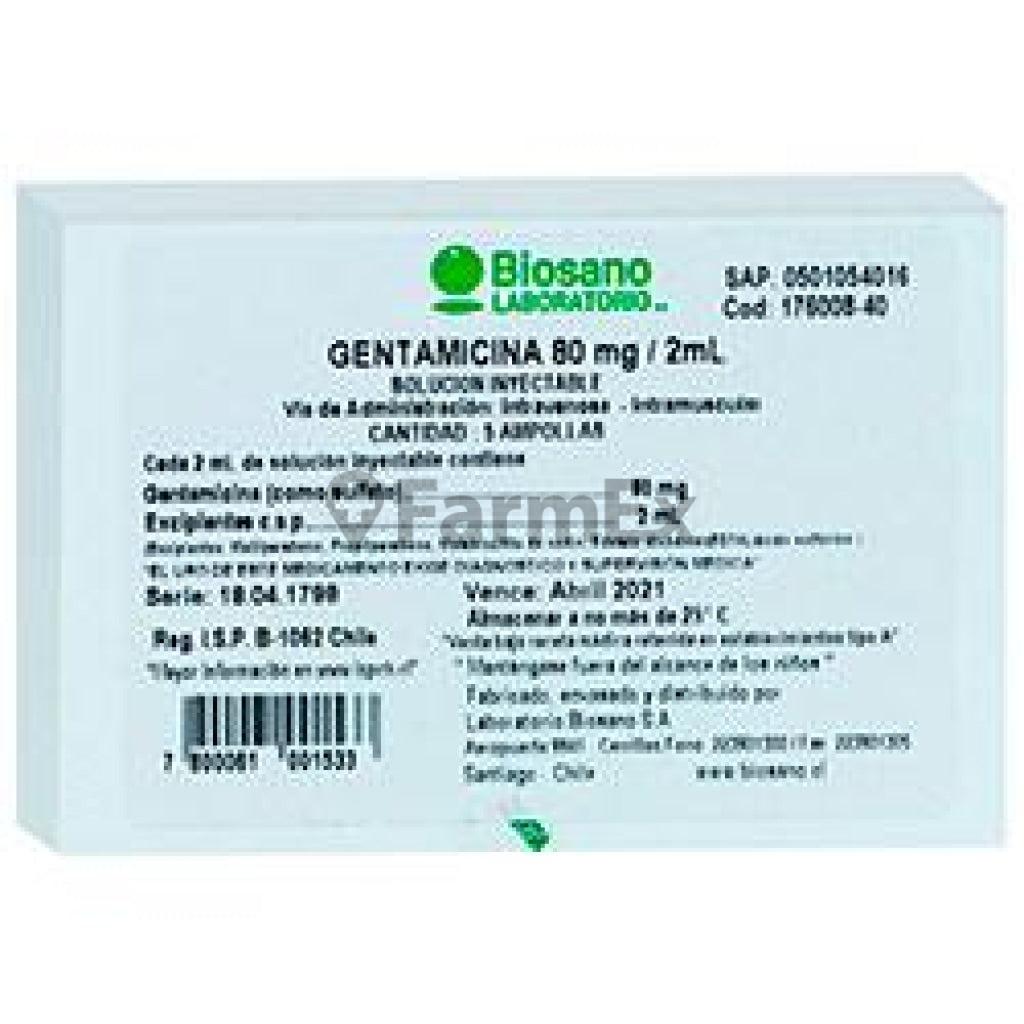 Gentamicina 80 mg. / 2 ml x 5 amp BIOSANO 