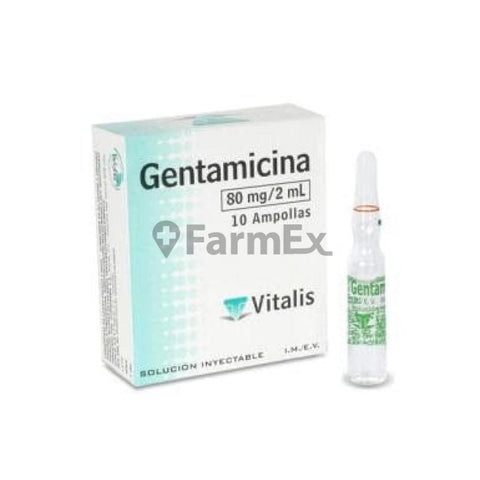 Gentamicina Solución Inyectable 80 mg / 2 mL x 10 ampolla "Ley Cenabast"