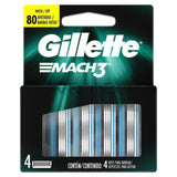 Gillette Mach 3 "80 afeitadas" x 4 repuestos